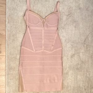 Herve Leger pink/nude dress